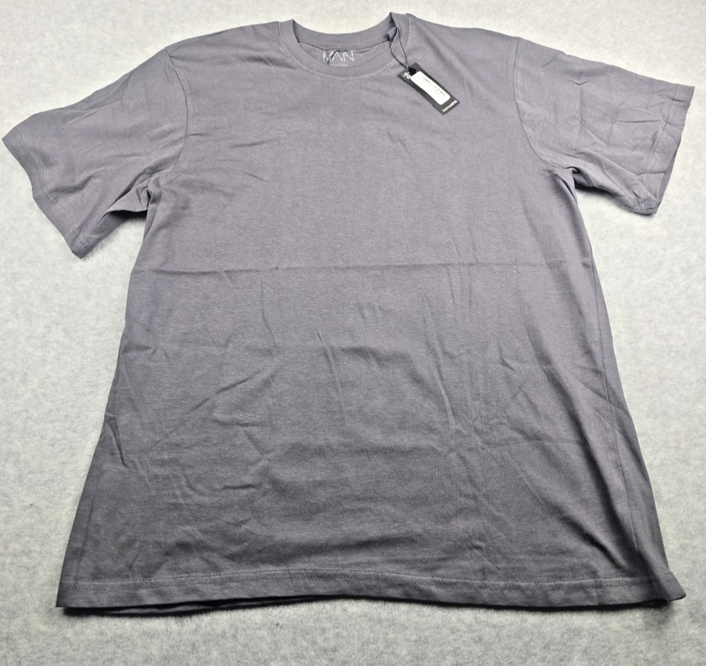 boohooMAN Mens Crew Neck T-Shirt Size XL Charcoal Grey 100% Cotton NWT